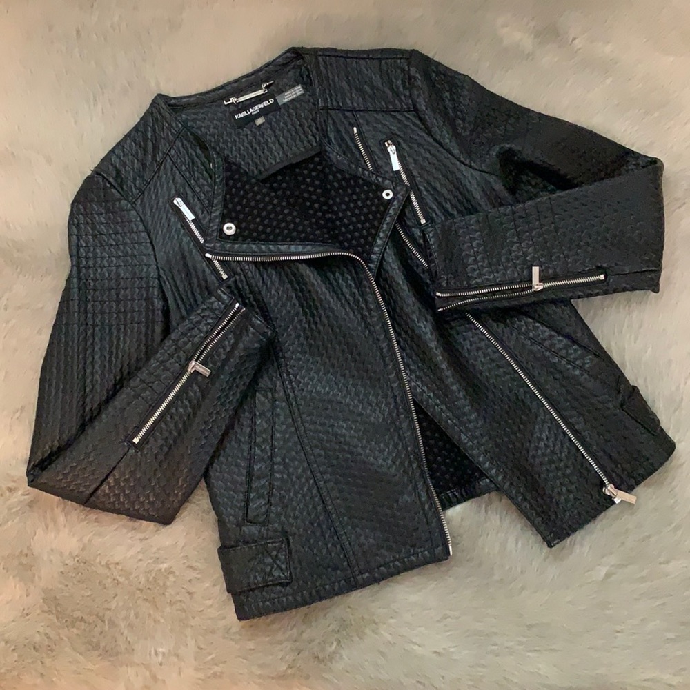 Karl Lagerfeld Black Pleather Jacker